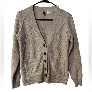 Urban Outfitters BDG Chuncky Knit Button V Neck‎ Longsleeve Cream Sweater  XS